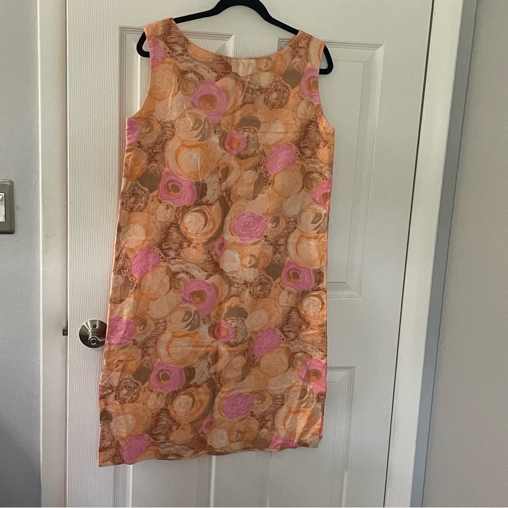 Vintage Floral Sleeveless Dress - Pink and Orange